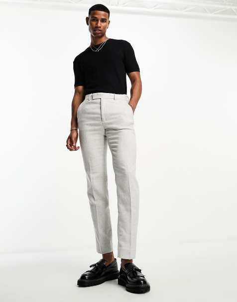 ASOS DESIGN smart slim wool mix pants in grey puppytooth - view 1