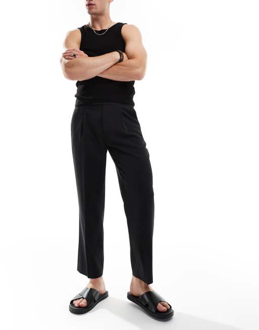 ASOS DESIGN smart straight cropped pants in black