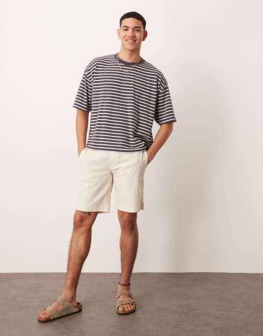 ASOS DESIGN smart straight fit linen blend shorts in ecru