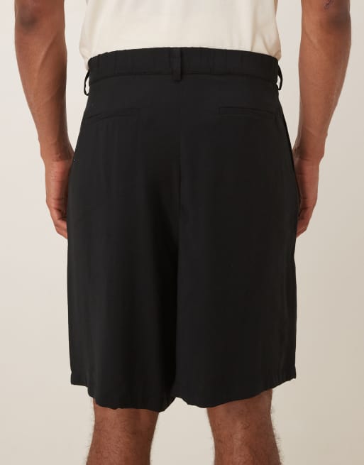 ASOS DESIGN smart straight fit longer length shorts in black, 4 of 5
