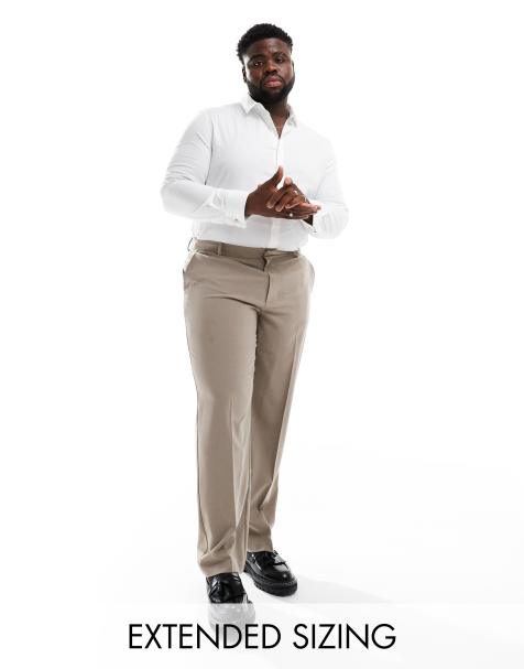 ASOS DESIGN smart straight fit trousers in stone - view 1