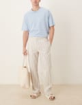 [ASOS DESIGN] ASOS DESIGN smart straight leg cotton blend pants in white pinstripe-Neutral S Ecru