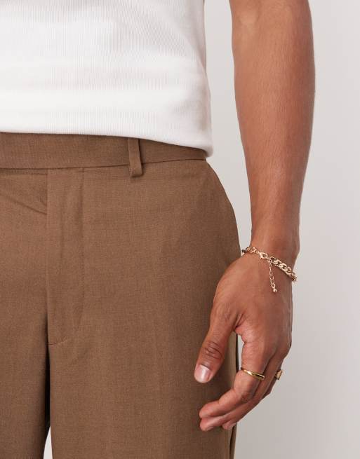 ASOS DESIGN smart straight leg crop length pants in brown, 5 of 5