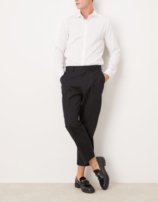 ASOS DESIGN smart straight leg cropped pants in black - view 1
