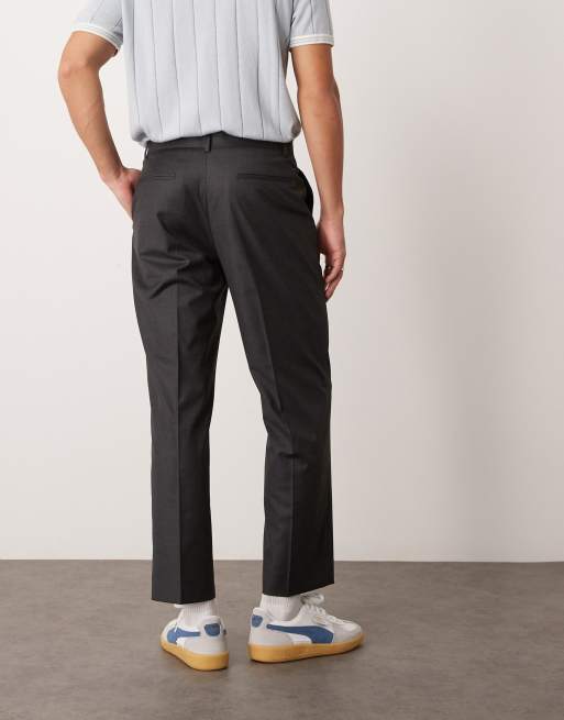 ASOS DESIGN smart straight leg cropped pants in charcoal