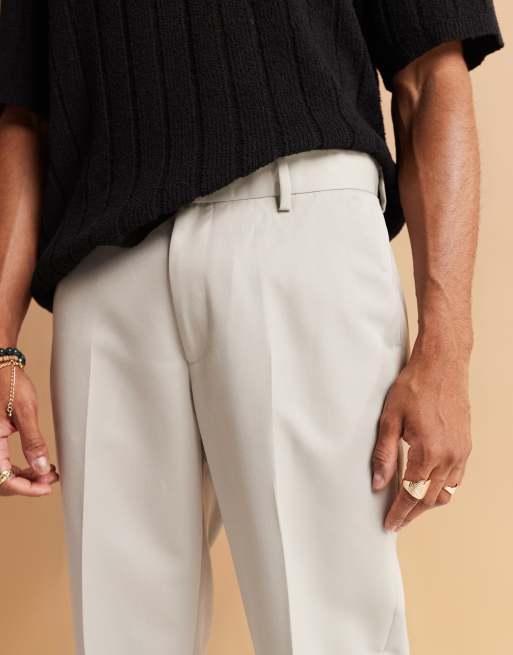 ASOS DESIGN smart straight leg cropped pants in light gray