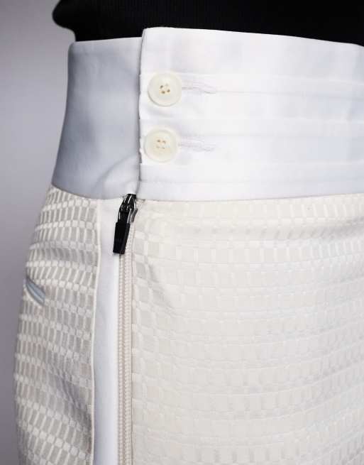 ASOS DESIGN smart straight leg cummerbund pants in cream | ASOS