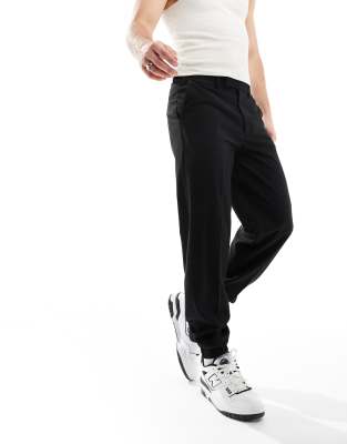 smart straight leg joggers in black