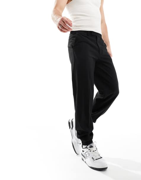 ASOS DESIGN smart straight leg joggers in black - view 1