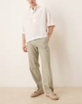 [ASOS DESIGN] ASOS DESIGN smart straight leg linen blend pants in sage green W30 L32 Sage green