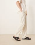 [ASOS DESIGN] ASOS DESIGN smart straight leg linen blend pants in white W36 L32 WHITE
