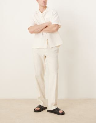 ASOS DESIGN - Pantalon droit élégant en lin mélangé - Blanc