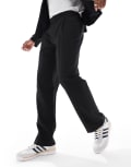 [ASOS DESIGN] ASOS DESIGN smart straight leg pants in black with elasticated waist (part of a set) XL BLACK