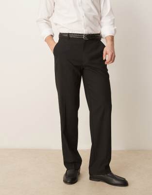 smart straight leg pants in black