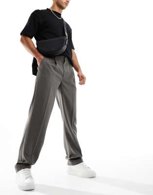 Asos Design Smart Tapered Fit Pants In Brown Microtexture