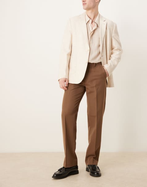 ASOS DESIGN smart straight leg pants in brown - view 1