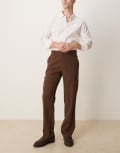 [ASOS DESIGN] ASOS DESIGN smart straight leg pants in brown W32 L34 BROWN