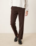 [ASOS DESIGN] ASOS DESIGN smart straight leg pants in dark brown W32 L32 Dark brown