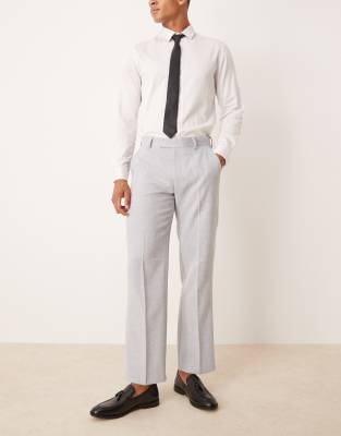 smart straight leg pants in dusty blue texture
