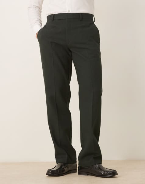 ASOS DESIGN smart straight leg pants in gray with wool twill - view 1