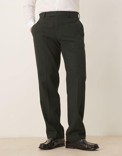 ASOS DESIGN smart straight leg pants in gray with wool twill
