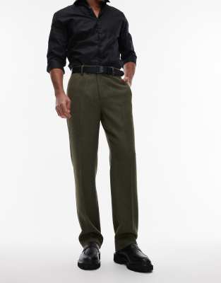 Asos Design Smart Straight Leg Pants In Green