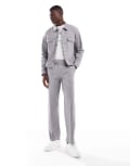[ASOS DESIGN] ASOS DESIGN smart straight leg pants in grey with elasticated waist (part of a set) S Light grey