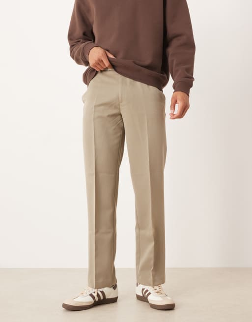 ASOS DESIGN smart straight leg pants in khaki