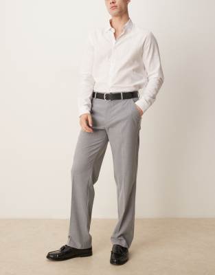 smart straight leg pants in light gray