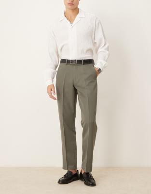 smart straight leg pants in muted green