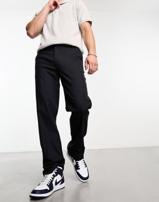 ASOS DESIGN smart straight leg pants in navy micro texture