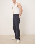 [ASOS DESIGN] ASOS DESIGN smart straight leg pants in navy seersucker texture (part of a set) XS NAVY
