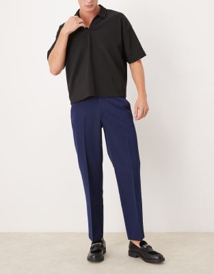 smart straight leg pants in navy