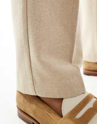 Asos Design Smart Straight Leg Pants In Neutral