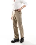 [ASOS DESIGN] ASOS DESIGN smart straight leg pants in stone with wool twill-Neutral W32 L30 STONE