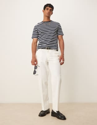 smart straight leg pants in white