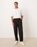 [ASOS DESIGN] ASOS DESIGN smart straight leg pants with part elastic waistband in black W36 BLACK