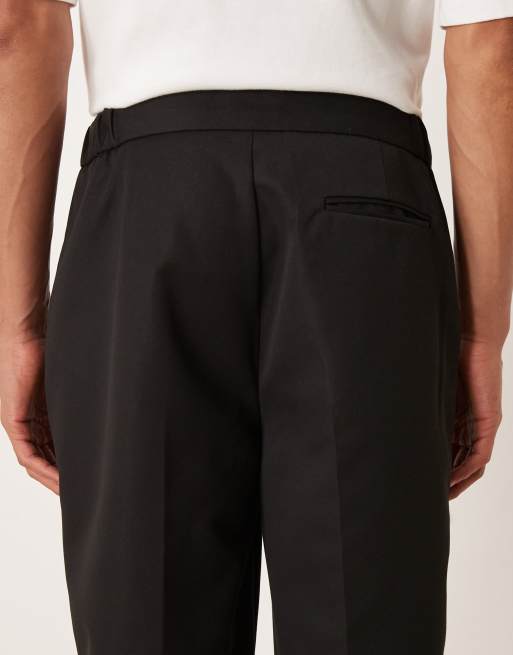 ASOS DESIGN smart straight leg pants with part elastic waistband in black, 5 of 5