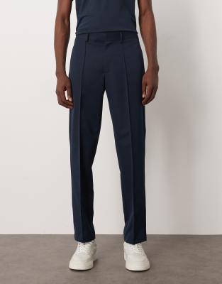 Asos Design Smart Straight Leg Pants With Pintuck In Blue