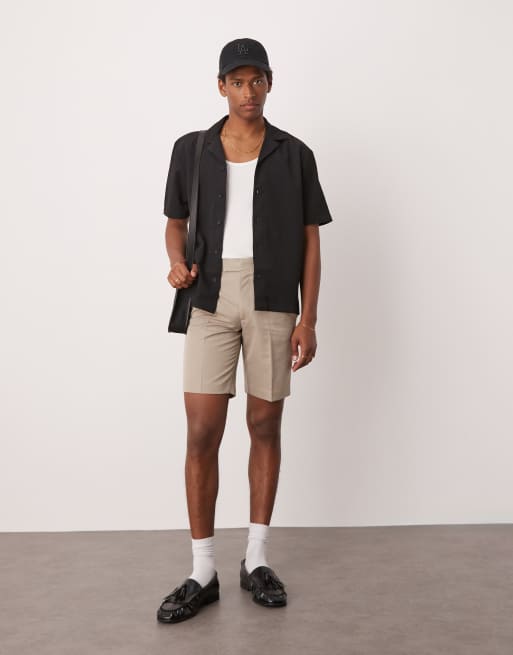 ASOS DESIGN smart straight leg shorts in dark stone, 2 of 5