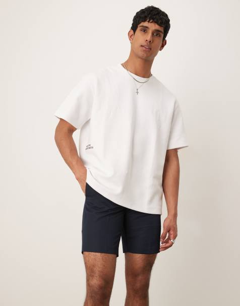 ASOS DESIGN smart straight leg shorts in navy