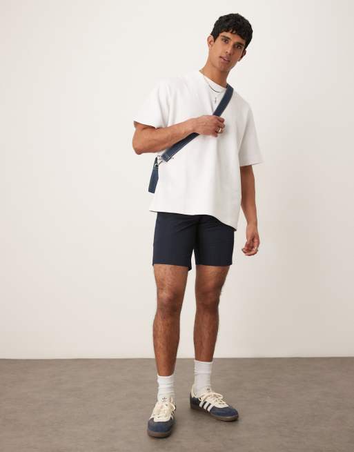 ASOS DESIGN smart straight leg shorts in navy, 3 of 5