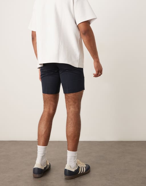ASOS DESIGN smart straight leg shorts in navy, 4 of 5