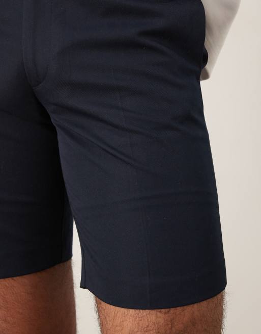ASOS DESIGN smart straight leg shorts in navy, 5 of 5