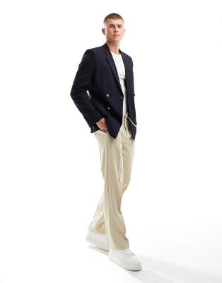Asos Design Smart Wide Leg Pants In Stone-neutral In Neutral
