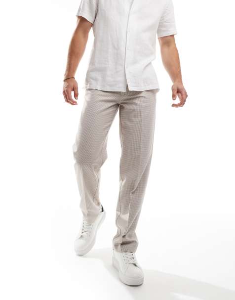 ASOS DESIGN smart straight leg textured pants in camel - view 1
