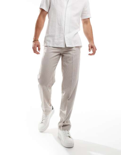 ASOS DESIGN smart straight leg textured pants in camel