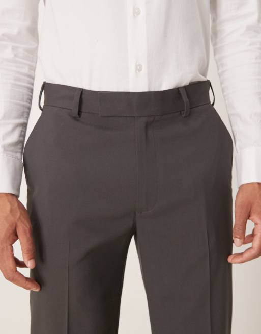 ASOS DESIGN smart straight leg trouser in grey, 4 of 5