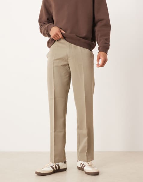 ASOS DESIGN smart straight leg trouser in light khaki