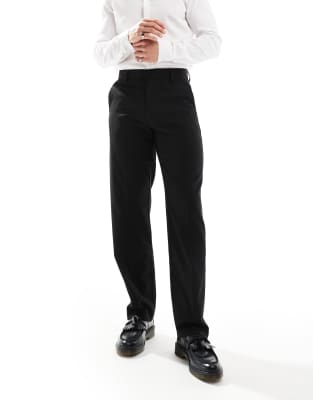 ASOS DESIGN smart straight leg trousers in black